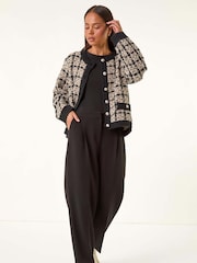 Roman Black Petite Buttoned Knit Cardigan - Image 2 of 5
