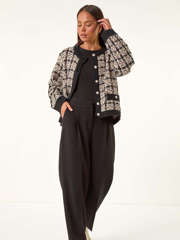 Roman Black Petite Buttoned Knit Cardigan - Image 2 of 5