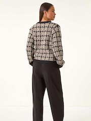 Roman Black Petite Buttoned Knit Cardigan - Image 3 of 5