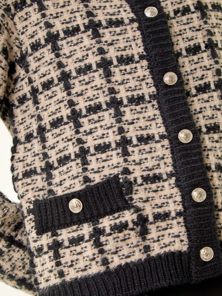 Roman Black Petite Buttoned Knit Cardigan - Image 5 of 5