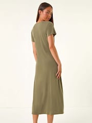 Roman Green Petite Twist Front Midi Dress - Image 3 of 5