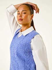 Roman Blue Cableknit Knitted Vest - Image 2 of 5