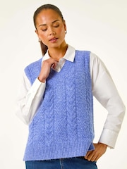 Roman Blue Cableknit Knitted Vest - Image 4 of 5