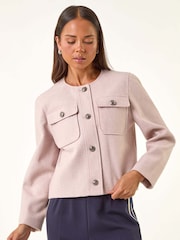 Roman Pink Petite Button Up Pocket Jacket - Image 4 of 5
