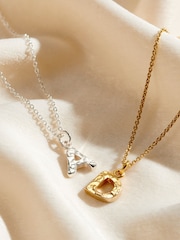 Posh Totty Designs Silver Tone Textured Initial Letter Necklace - Image 2 of 4
