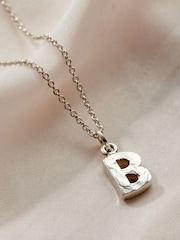 Posh Totty Designs Silver Tone Textured Initial Letter Necklace - Image 3 of 4