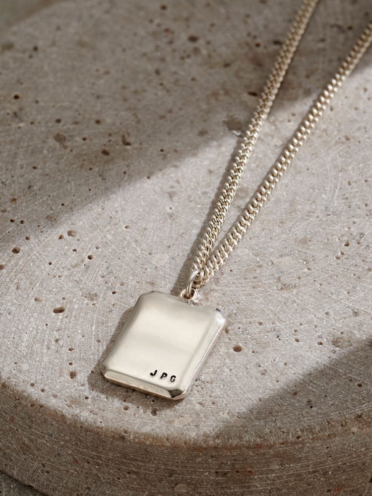 Posh Totty Designs Men's Personalised Bevelled Tag Necklace - Image 1 of 3 Posh Totty Designs Men's Personalised Bevelled Tag Necklace - Image 1 of 3