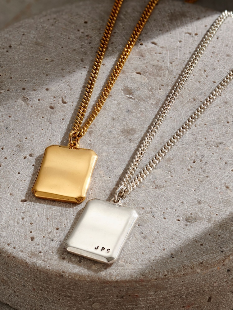 Posh Totty Designs Men's Personalised Bevelled Tag Necklace - Image 2 of 3 Posh Totty Designs Men's Personalised Bevelled Tag Necklace - Image 2 of 3