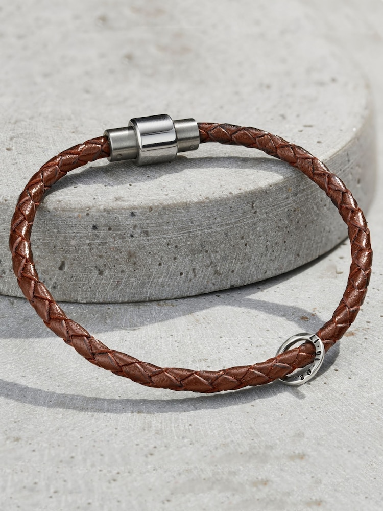 Posh Totty Designs Men's Personalised Fine Leather Message Bracelet - Image 1 of 4 Posh Totty Designs Men's Personalised Fine Leather Message Bracelet - Image 1 of 4
