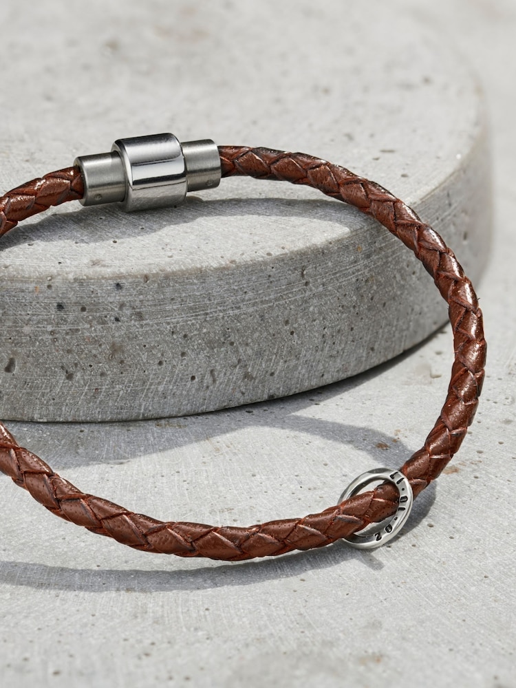 Posh Totty Designs Men's Personalised Fine Leather Message Bracelet - Image 2 of 4 Posh Totty Designs Men's Personalised Fine Leather Message Bracelet - Image 2 of 4