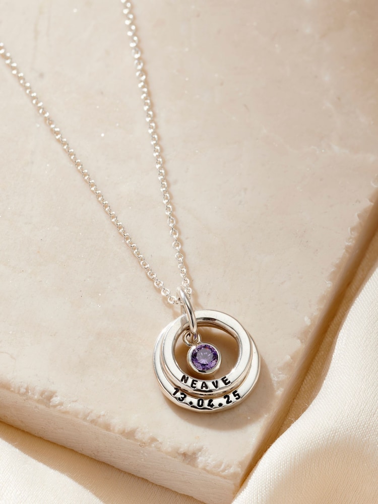 Posh Totty Designs Personalised Baby Names Birthstone Necklace - Image 1 of 4