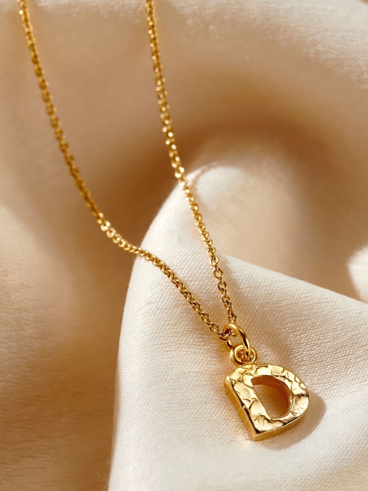 Posh Totty Designs Gold Tone Textured Initial Letter Necklace - Image 1 of 4 Posh Totty Designs Gold Tone Textured Initial Letter Necklace - Image 1 of 4
