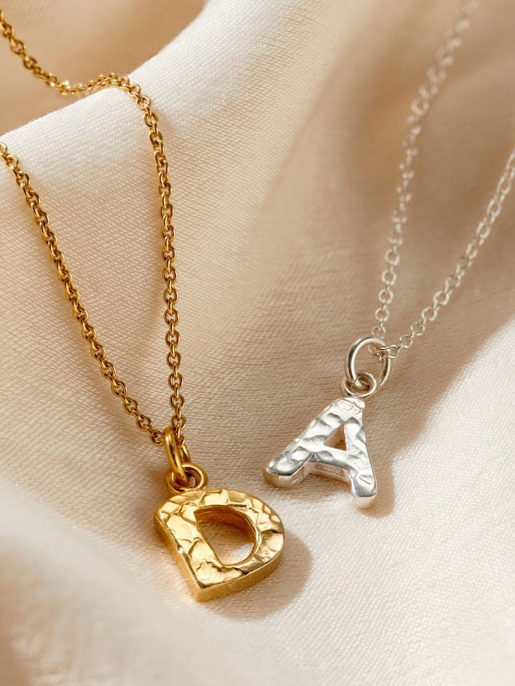 Posh Totty Designs Gold Tone Textured Initial Letter Necklace - Image 2 of 4 Posh Totty Designs Gold Tone Textured Initial Letter Necklace - Image 2 of 4