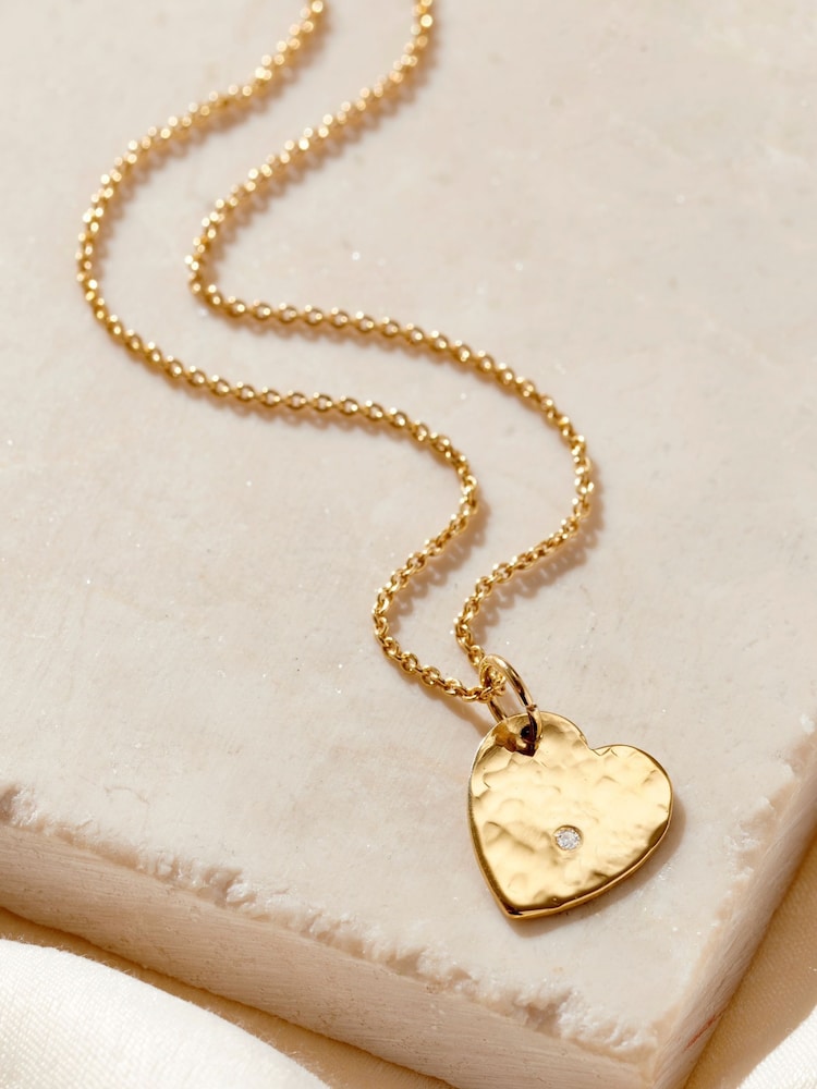 Posh Totty Designs Personalised Textured Confetti Birthstone Heart Necklace - Image 1 of 5
