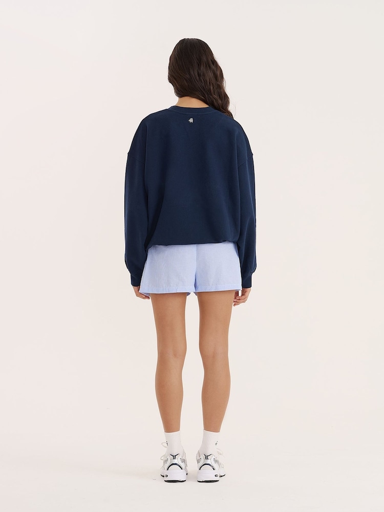 4th & Reckless Blue Slogan Oversized Sweatshirt- Avenue - Image 2 of 4 4th & Reckless Blue Slogan Oversized Sweatshirt- Avenue - Image 2 of 4