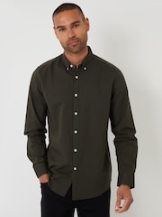 Threadbare Green Oxford Long Sleeve Shirt - Image 1 of 4