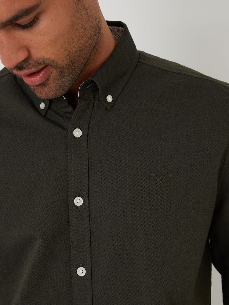 Threadbare Green Oxford Long Sleeve Shirt - Image 4 of 4