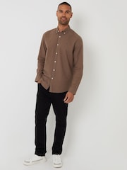 Threadbare Brown Oxford Long Sleeve Shirt - Image 3 of 4