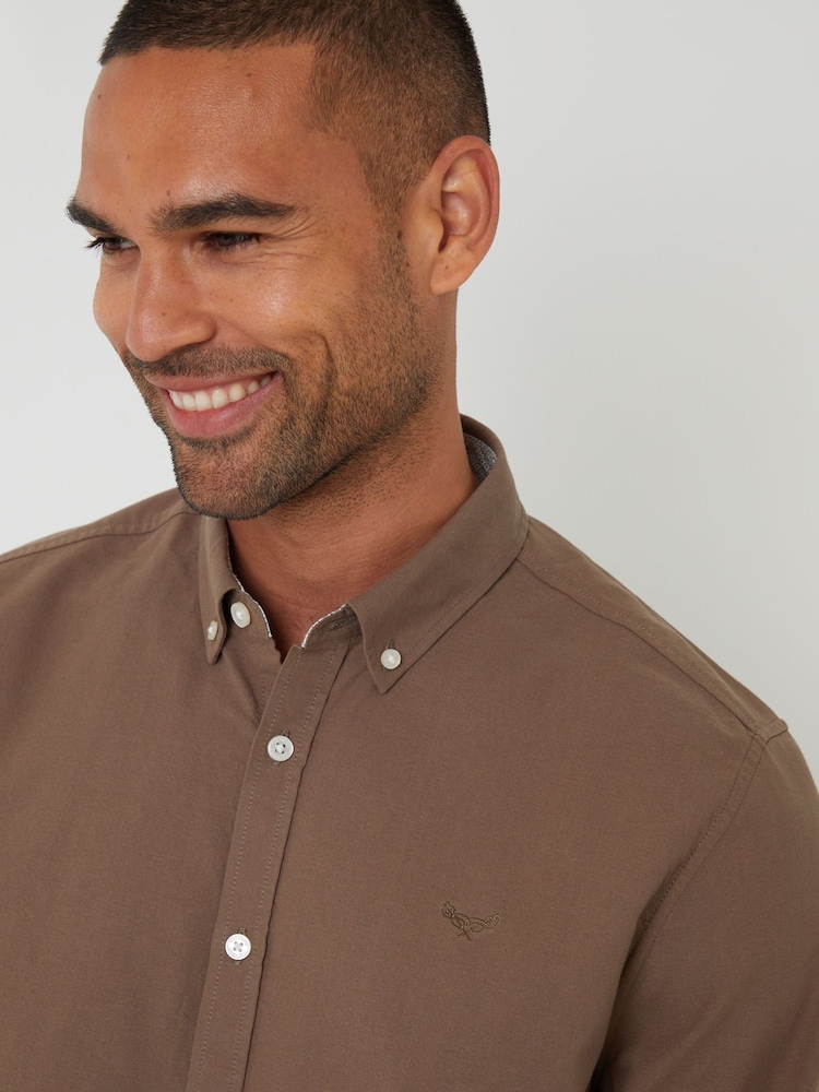 Threadbare Brown Oxford Long Sleeve Shirt - Image 4 of 4