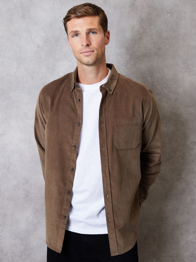 Threadbare Brown Corduroy Shirt - Image 1 of 5 Threadbare Brown Corduroy Shirt - Image 1 of 5