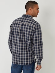 Threadbare Navy Brushed Flannel Check Long Sleeve Shirt - Image 2 of 4