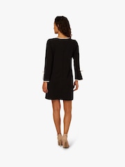 Adrianna Papell Long Sleeve Crepe Short Black Dress - Image 2 of 6
