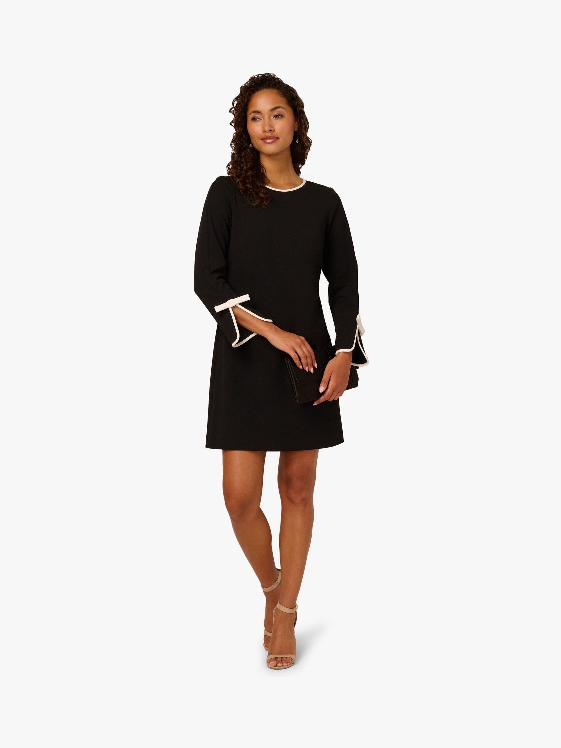 Buy Adrianna Papell Black Long Sleeve Crepe Short Dress from Next USA