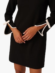 Adrianna Papell Long Sleeve Crepe Short Black Dress - Image 4 of 6