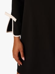 Adrianna Papell Long Sleeve Crepe Short Black Dress - Image 5 of 6