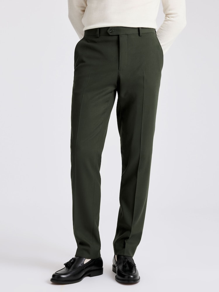 MOSS Khaki Slim Fit Flannel Trousers - Image 1 of 3