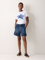 Jigsaw White Crochet Lily Print T-Shirt - Image 3 of 5