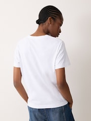 Jigsaw White Crochet Lily Print T-Shirt - Image 4 of 5