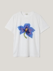 Jigsaw White Crochet Lily Print T-Shirt - Image 5 of 5