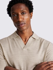 Natural Oatmeal Merino-Blend Skipper Polo Shirt - Image 3 of 3