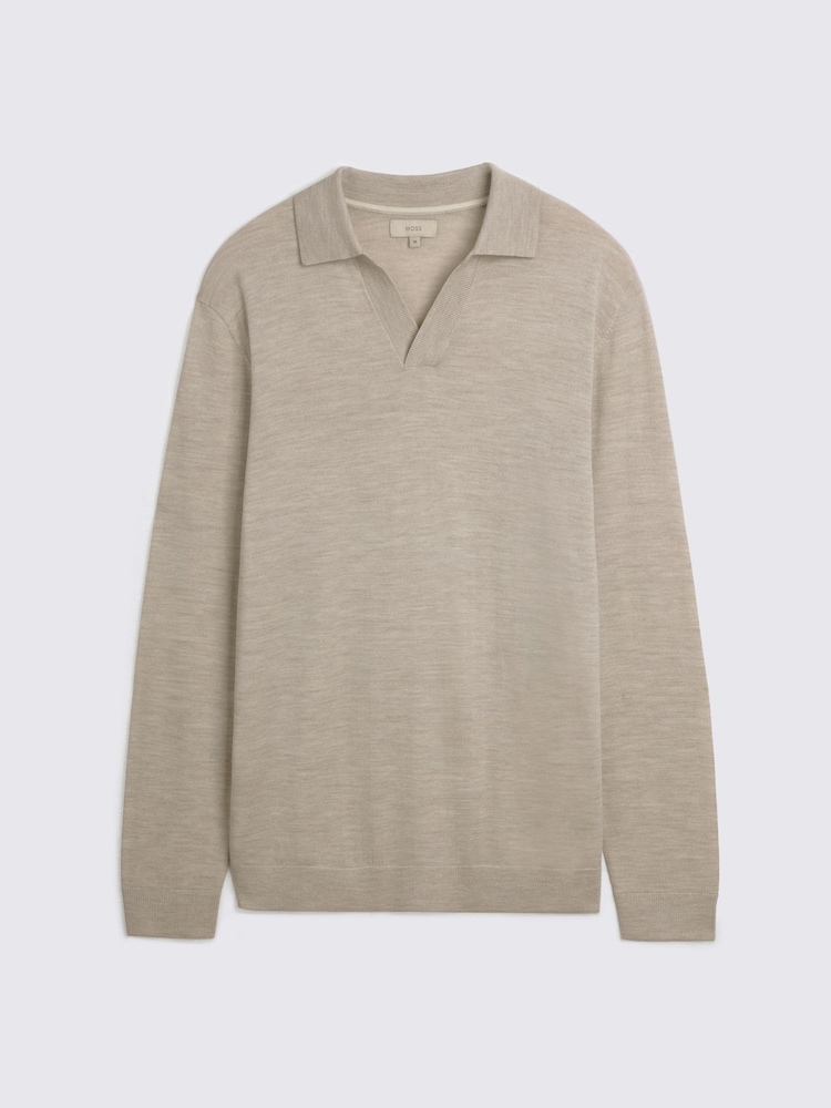 MOSS Natural Merino-Blend Skipper Polo Shirt - Image 4 of 4 MOSS Natural Merino-Blend Skipper Polo Shirt - Image 4 of 4