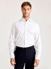 MOSS Regular Fit Pinpoint Oxford Contrast White Shirt - Image 1 of 3