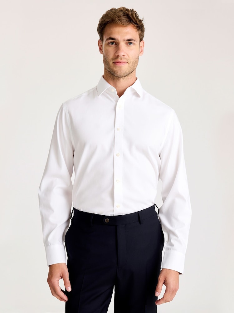 MOSS Regular Fit Pinpoint Oxford Contrast White Shirt - Image 1 of 3