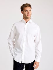MOSS Regular Fit Pinpoint Oxford Contrast White Shirt - Image 3 of 3