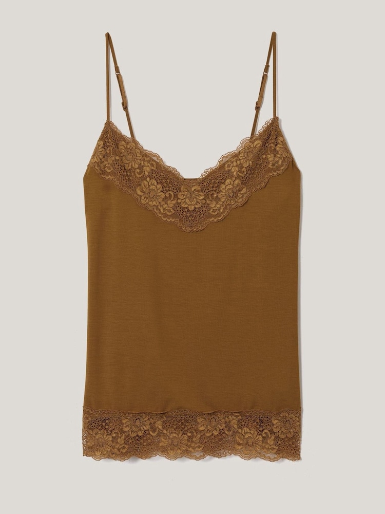 Jigsaw Brown Modal Lace Vest - Image 1 of 1
