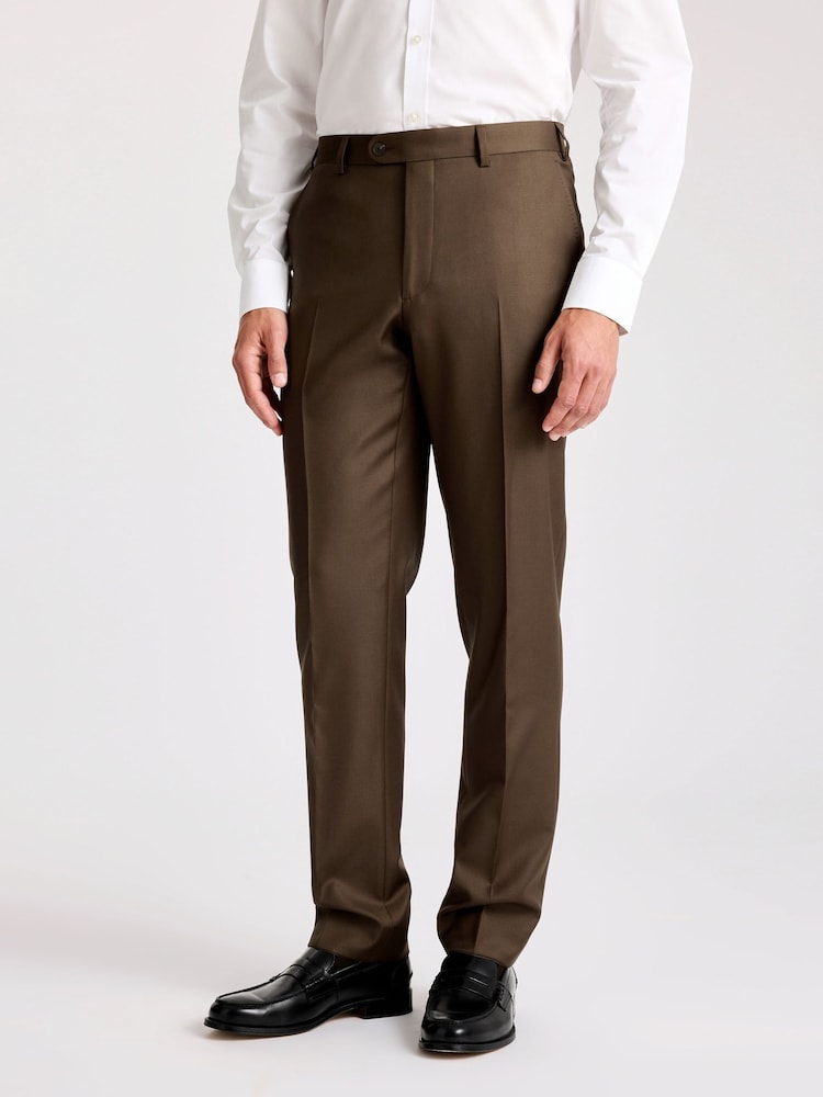 MOSS Tailored Fit Tobacco Italian Twill Brown Trousers - Image 1 of 3