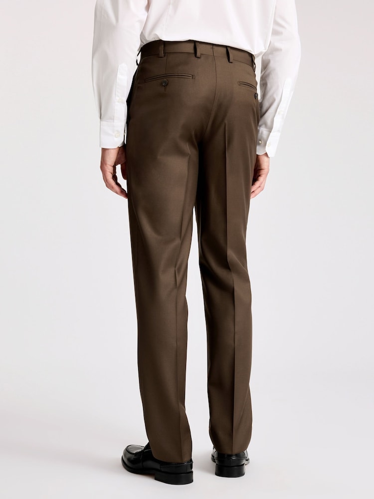 MOSS Tailored Fit Tobacco Italian Twill Brown Trousers - Image 2 of 3