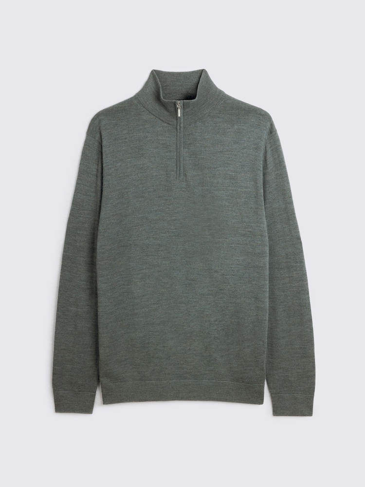 أزرق على أخضر متوسط - كنزة من مزيج صوف ميرينو بسحاب رقبة من MOSS - صورة 4 من 4 أزرق على أخضر متوسط - كنزة من مزيج صوف ميرينو بسحاب رقبة من MOSS - صورة 4 من 4