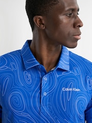 Calvin Klein Golf SAPHIRE Marble Print Polo Shirt - Image 3 of 8
