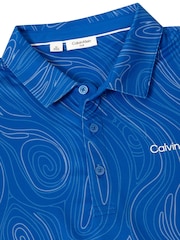Calvin Klein Golf SAPHIRE Marble Print Polo Shirt - Image 6 of 8
