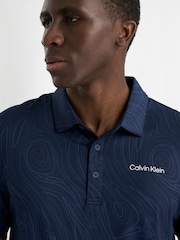 Calvin Klein Golf Navy Marble Print Polo Shirt - Image 4 of 9