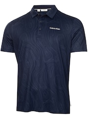 Calvin Klein Golf Navy Marble Print Polo Shirt - Image 5 of 9