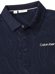 Calvin Klein Golf Navy Marble Print Polo Shirt - Image 8 of 9