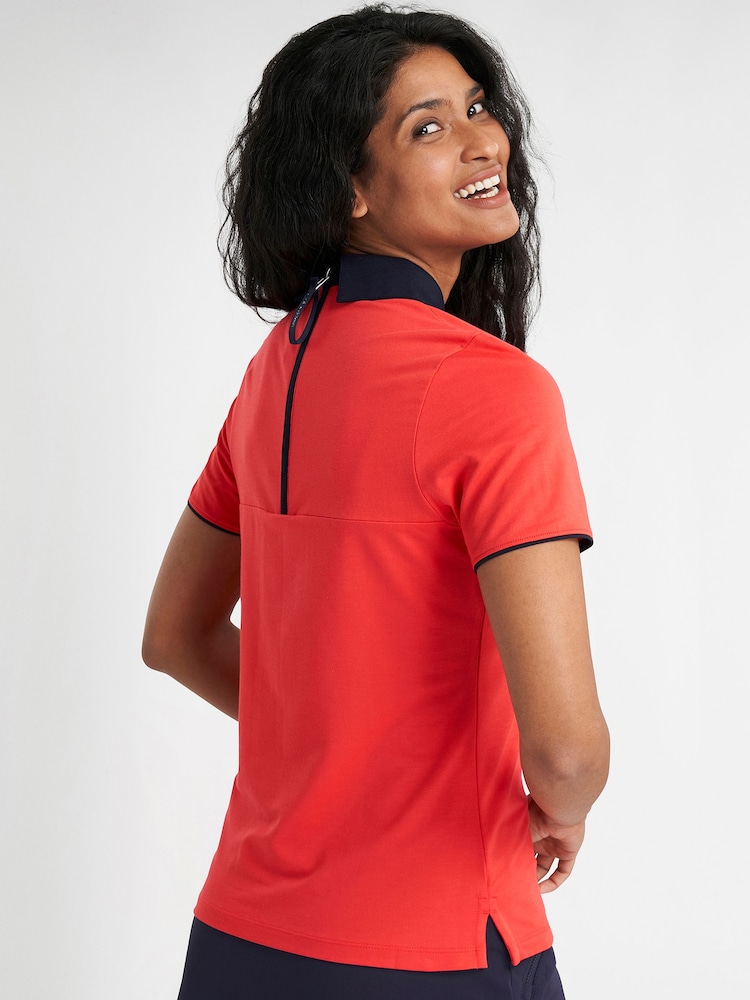 Calvin Klein Golf Red Brooke Short Sleeve Polo - Image 2 of 9 Calvin Klein Golf Red Brooke Short Sleeve Polo - Image 2 of 9