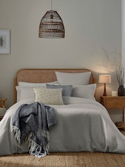 Murmur Cloud Grey Lida Waffle 100% Cotton Duvet Set - Image 2 of 5