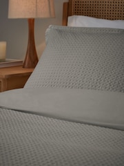 Murmur Cloud Grey Lida Waffle 100% Cotton Duvet Set - Image 4 of 5